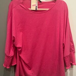Caribbean Joe Relaxed Pink 3/4 Sleeve Blouse